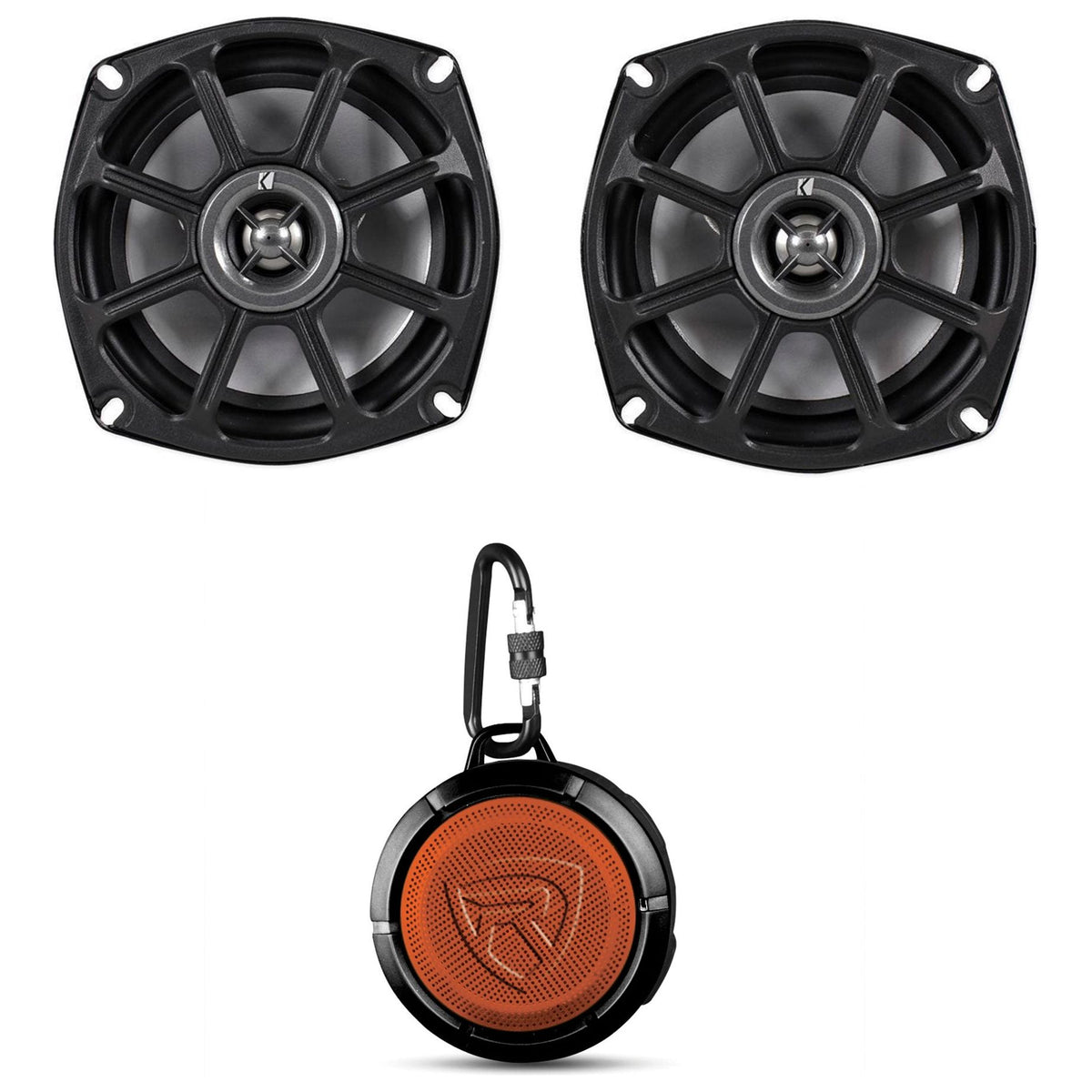 Kicker 10PS5250 5.25” Harley Davidson Motorcycle Speakers+Free Bluetooth Speaker
