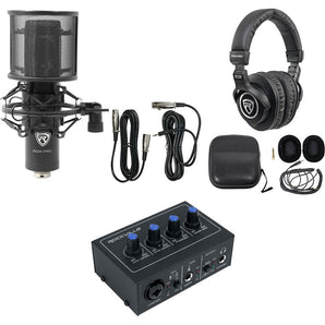 Rockville ROCK-U MINI 2x2 USB Computer Recording Interface+Studio Mic+Headphones