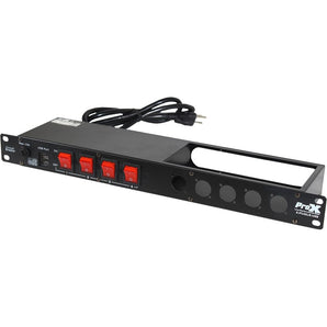 ProX X-PC4XLR-USB 1U 15Amp Circuit 4CH Switch Panel W-2 USB and 5 Punched Space