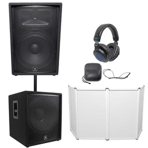 JBL JRX215 1000 Watt 15" DJ P/A Speaker+18" 1400w Subwoofer+Facade+Headphones