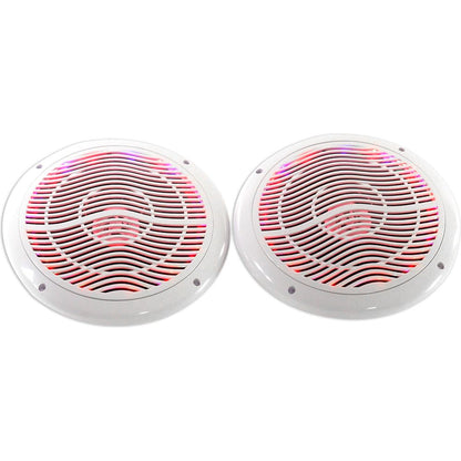 (4) RMC65LW 6.5" 600W White Waterproof Hot Tub Speakers w/ LEDs + Remote