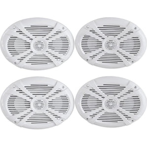 (4) Rockville RMSTS69W 6x9 2000w Waterproof Marine Boat Speakers 2-Way White