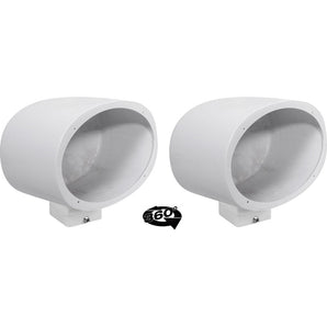 2) Rockville MAC69W 6x9" 360° Swivel White Aluminum Surface Mount Speaker Pods