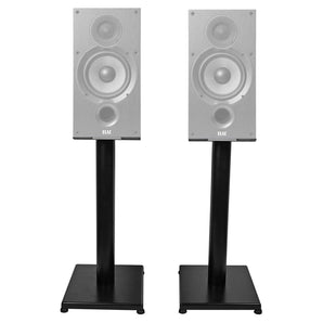 Pair Black 21” Steel Speaker Stands For ELAC Debut 2.0 B6.2 Bookshelf Speakers