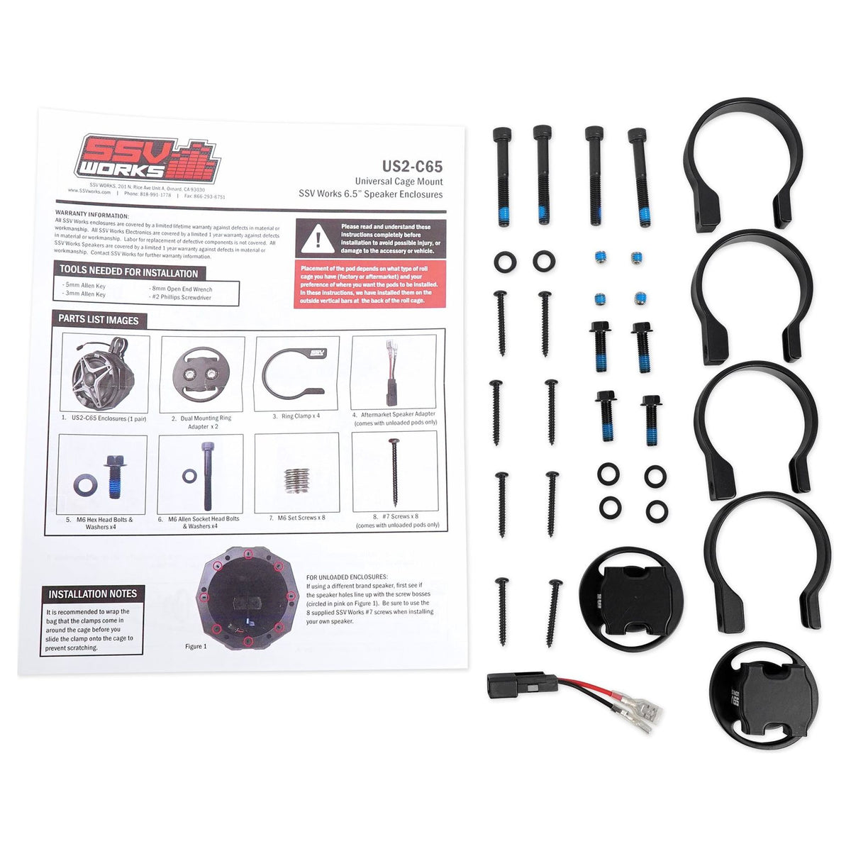 6.5" Roll Cage Speaker Pods With 1.5" Clamps (Pair)