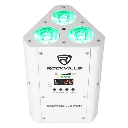 (6) RockWedge LED White Battery Powered Lights+Wireless DMX Controller
