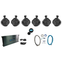 (6) RWB90B Black 8" Marine Wakeboard Swivel Speakers+Amp+Receiver