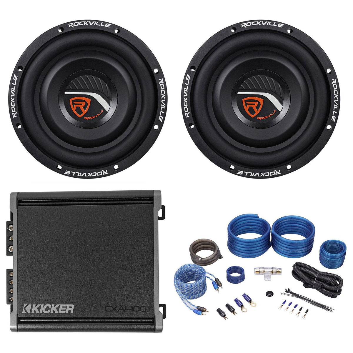 (2) W8T4-S2 8" Shallow 1000W Slim Subwoofers + Amplifier + Amp Kit