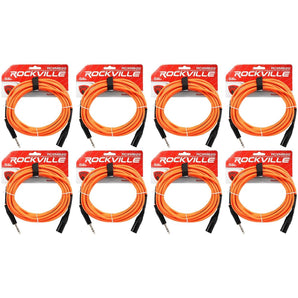 8 Rockville RCXMB20-O Orange 20' Male REAN XLR to 1/4'' TRS Balanced Cables