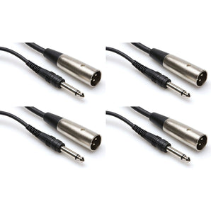 (4) Hosa PXM-115 15 Foot 1/4" TS To XLR Male Unbalanced Audio Cables