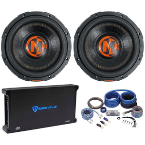 2 Memphis Audio MJP1022 10" 1500 Watt MOJO Car Subwoofers+Mono Amplifier+Amp Kit