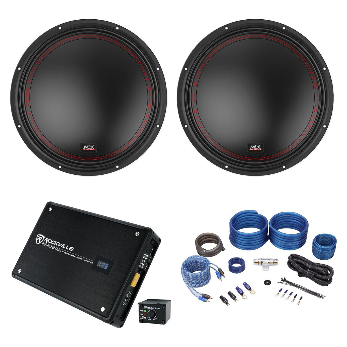 5512-44 12" Subwoofer Pair with Krypton-M2 Amplifier and Wiring Kit