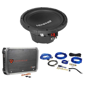 Memphis Audio SRX1040 10" 400 Watt SRX 4 Ohm Car Subwoofer+Amplifier+Amp Kit