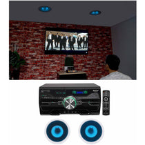 4000W Bluetooth DVD Receiver with (1) Pair 6.5" Blue LED In-Ceiling Speakers
