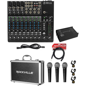 Mackie 1402VLZ4 14-channel Analog Mixer w/4 ONYX Preamps+DI Box+Cable+(3) Mics