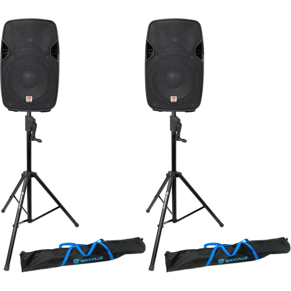 (2) SPGN108 10" Passive 800W DJ PA Speakers+Crank-Up Speaker Stands
