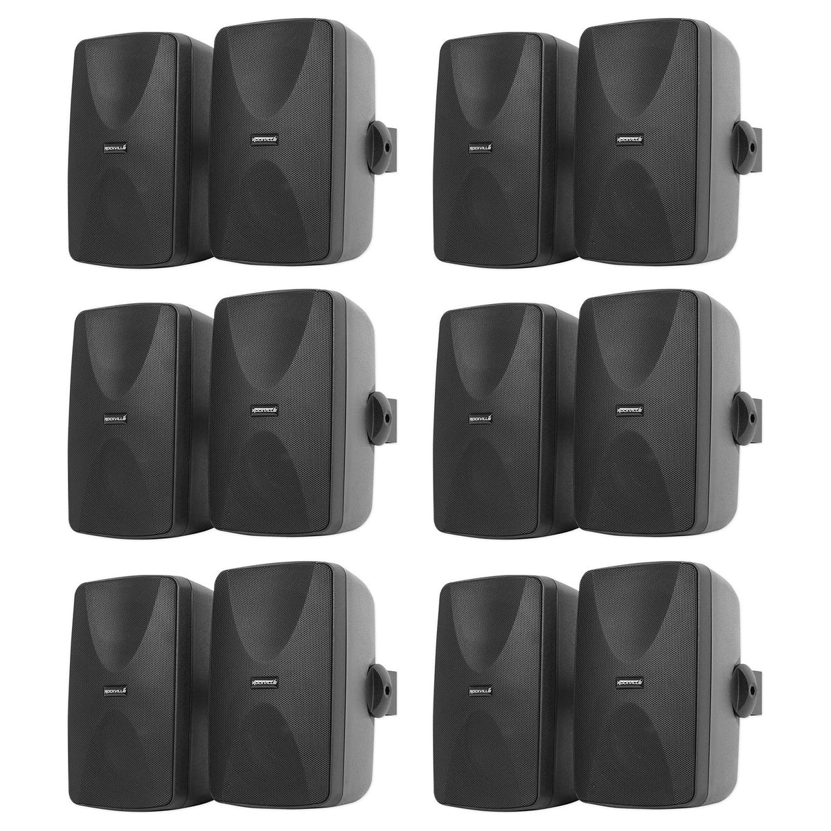 12) Rockville WET-7020B Black 5.25" Living Room/Dining Room/Office Wall Speakers