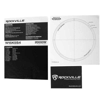 Rockville W15K5S4 2-Pack + dB14 Mono Amplifier + RWK41 Kit Bundle