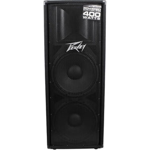 (2) Peavey PV215D PV 215D 400w Powered Dual 15"  DJ PA Speakers + Transport Cart