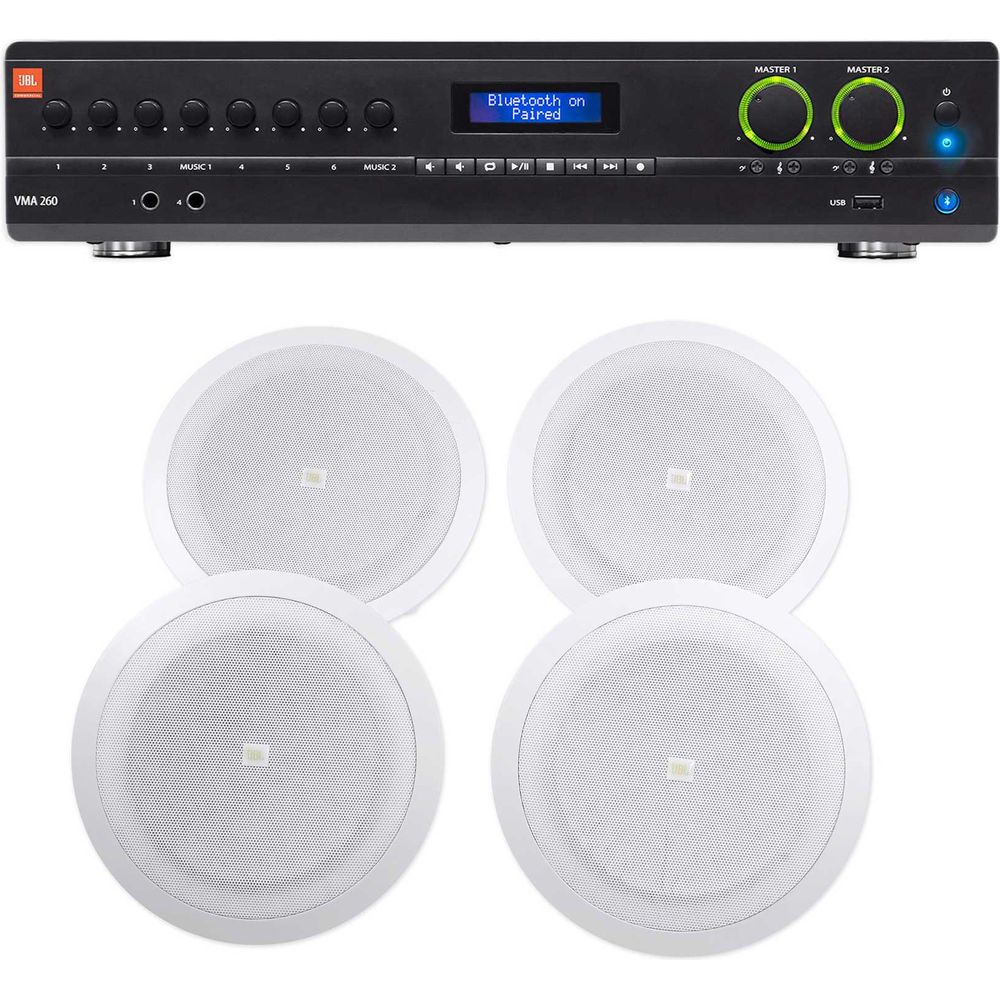 VMA260 60W 8-Input Amplifier + (4) 8128 8" Ceiling Speakers Bundle