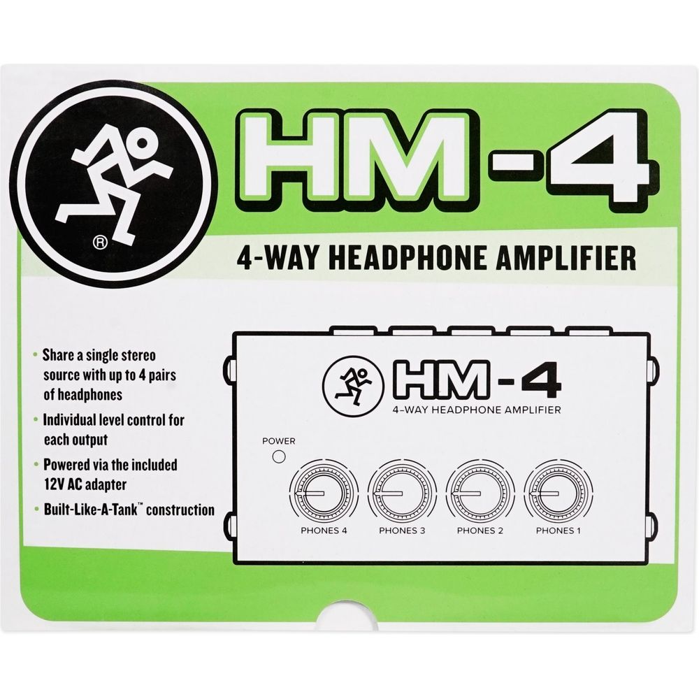 Mackie HM-4 4-Way Distribution Headphone Amplifier Amp w/4 Headphone Outputs
