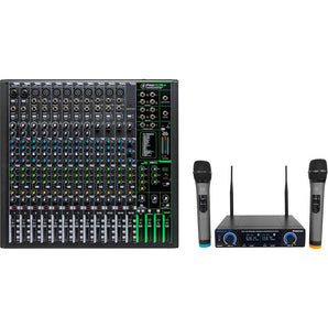 Mackie ProFX16v3 16-Channel 4-Bus Effects Mixer w/USB+Dual Wireless UHF Mics