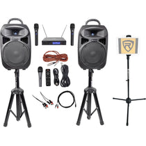 8" iPhone/iPad/Laptop/TV Karaoke Machine/System+Wireless Mics+Stand