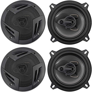 (4) Rockville RV5.3A 5.25" 3-Way Car Speakers 1200 Watts/200 Watts RMS CEA Rated