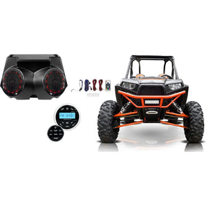(2) 6.5" LED Speakers+Bluetooth Gauge Receiver For Polaris RZR/ATV/UTV/Cart