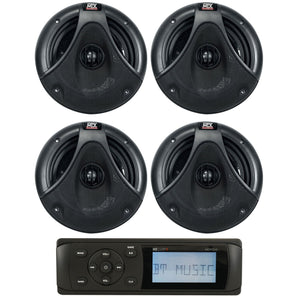 MB Quart MDR2.0 Marine/Boat Bluetooth/USB Receiver Radio+(4) MTX 6.5" Speakers