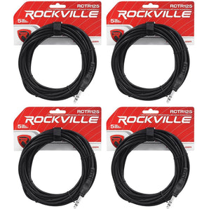 4 Rockville RCTR125B 25' 1/4'' TRS to 1/4'' TRS Cable, Black, 100% Copper