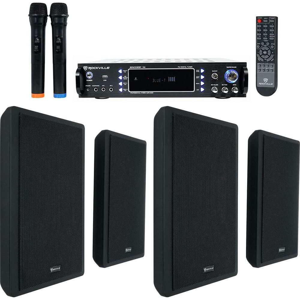 RPA70WBT V2 Karaoke Receiver + RockSlim Black 4-Pack Bundle