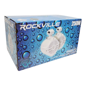 Rockville RGHR-ZA 4 Zone Marine Bluetooth Receiver+White 6.5" Wakeboard Speakers
