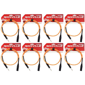 8 Rockville RCXMB3-O Orange 3' Male REAN XLR to 1/4'' TRS Balanced Cables