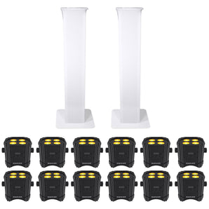 (12) Chauvet DJ Ezlink Par Q4 BT Wireless Bluetooth Wash Lights+(2) Totem Stands