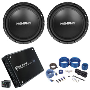 2) Memphis Audio SRX1044 10" 400w SRX Car Subwoofers Subs+Mono Amplifier+Amp Kit