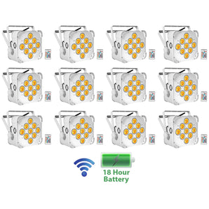 12 Rockville BEST PAR 60 White Rechargeable Wash Up-Lights Wireless DMX+RGBWA+UV