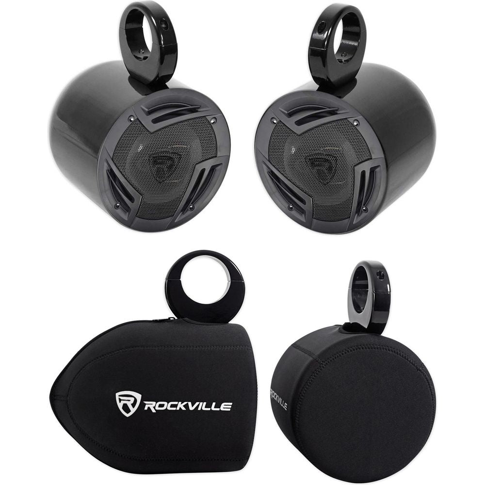 2 Rockville 6.5" 750W Rollbar Soundbar Speakers+ Covers For Jeep Wrangler