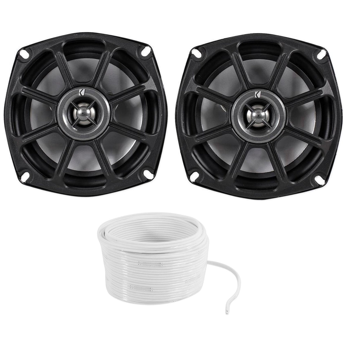 Kicker 10PS52504 5.25” Harley Davidson Motorcycle Speakers+Marine Speaker Wire