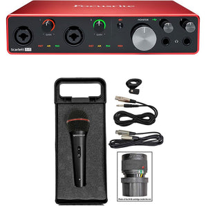Focusrite SCARLETT 8I6 3rd Gen 192KHz USB Audio Interface Bundle with Microphone, Cable, Case ( 2 Items)