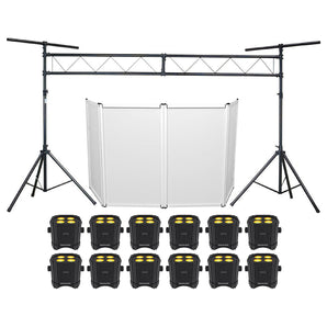 (12) Chauvet DJ Ezlink Par Q4 BT Wireless Bluetooth Wash Lights+Facade+Truss