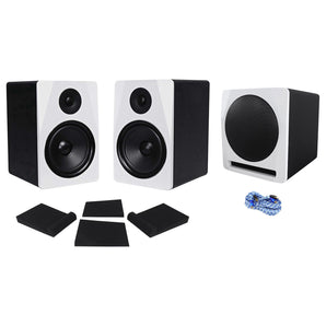 (2) Rockville APM8W 8" Powered Studio Monitors+Active 10" Subwoofer+Foam Pads