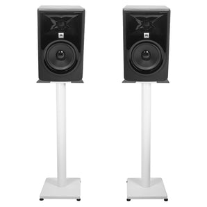 (2) JBL 305P MkII 5" Powered Studio Monitor Monitoring Speakers+White 29" Stands