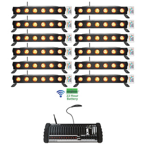 (12) Rockville BEST STRIP 60 Battery Light Bars+384 Ch. Wireless DMX Controller