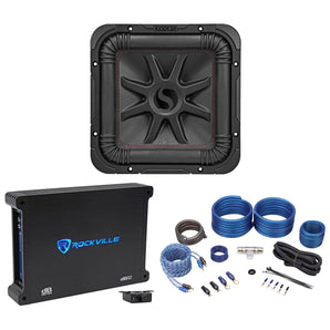 KICKER 45L7R104 10" 1000w L7R Car Subwoofer, Solo-Baric Sub+Mono Amplifier+Wires