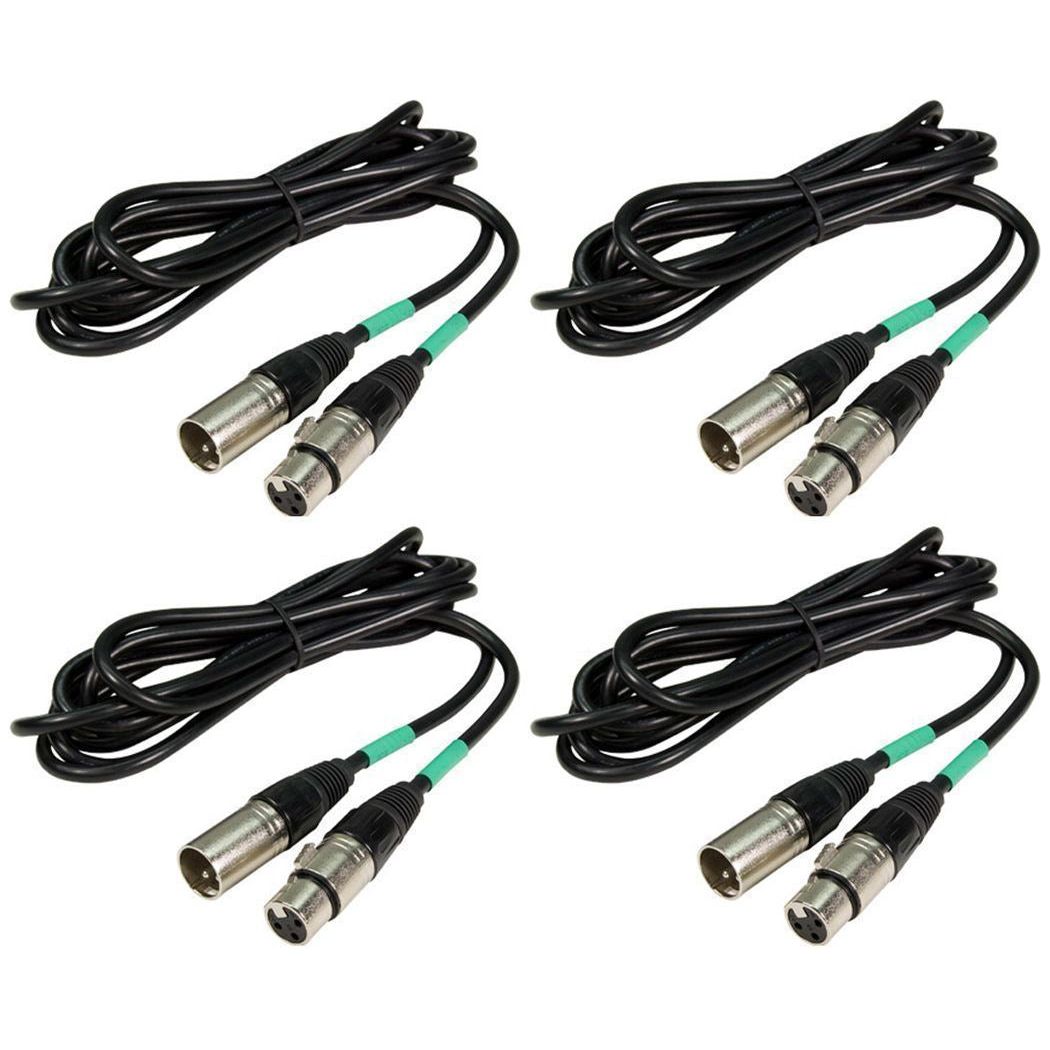 (4) 5 Foot 3-Pin Male to Female DMX Cables