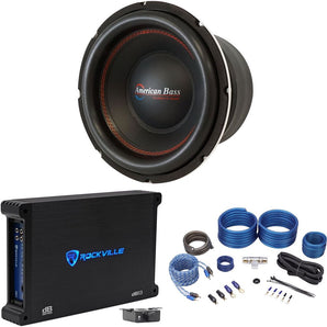 American Bass TITAN 1044 10" 800 Watt RMS Car Subwoofer+Mono Amplifier+Amp Kit