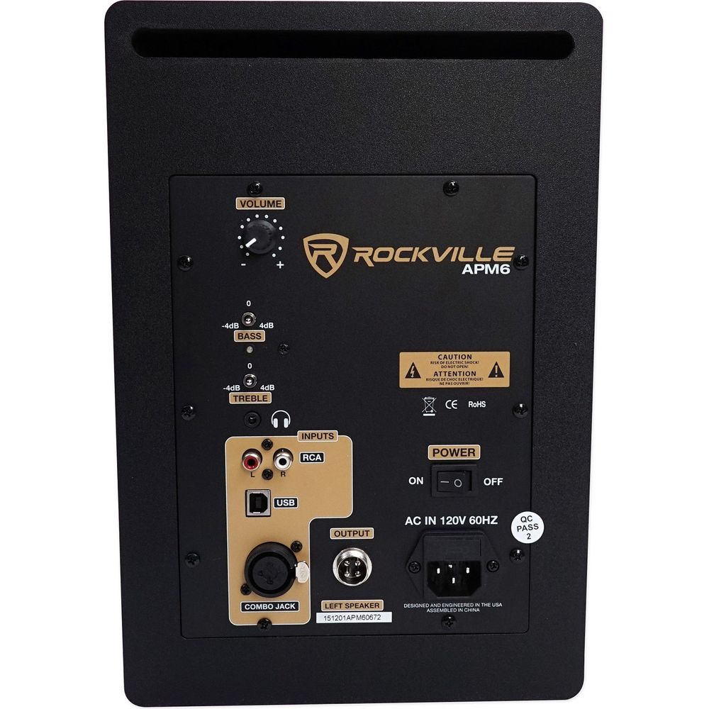 APM6W 6.5" 2-Way 350W Powered USB Studio Monitor Speakers+Pads