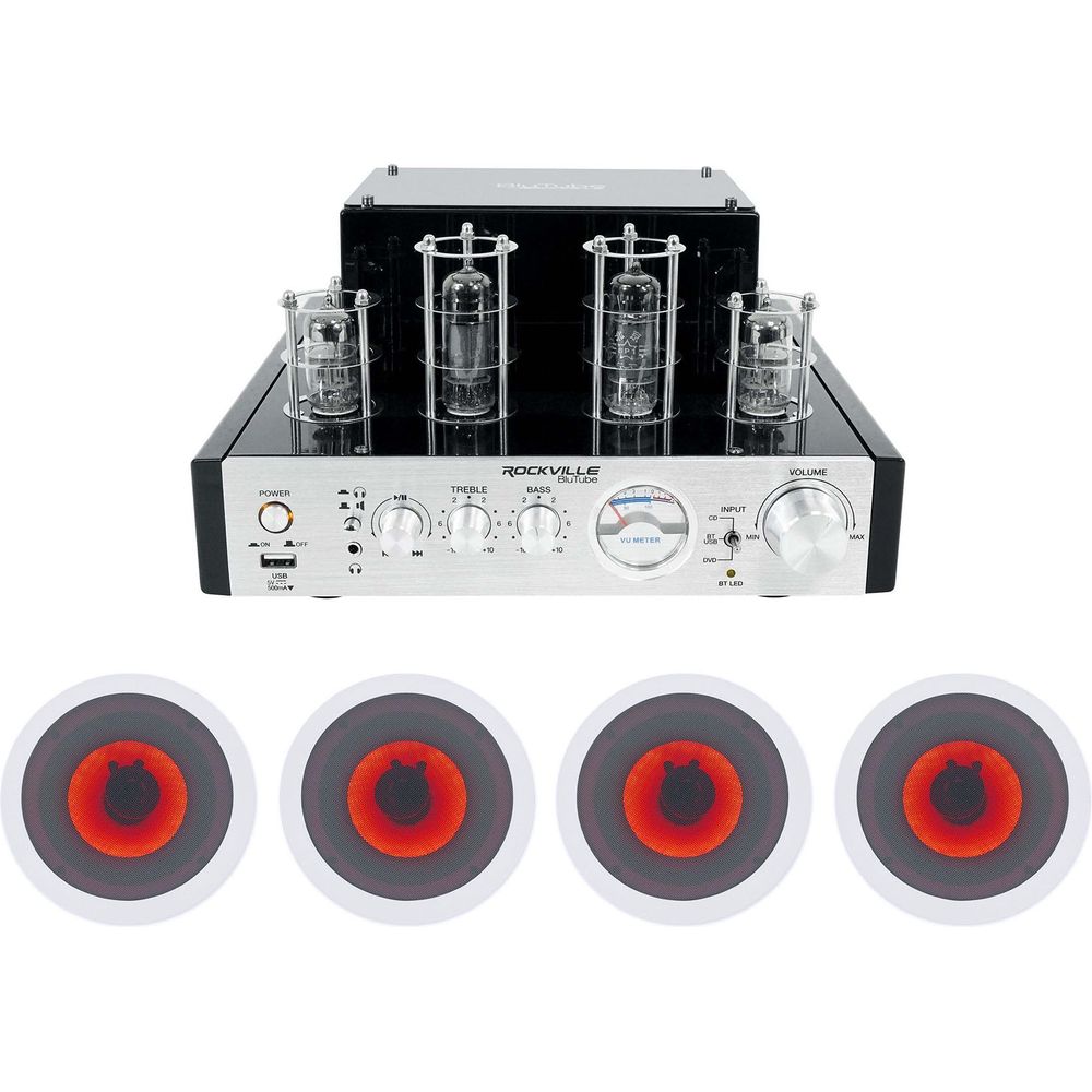 BluTube Tube Amplifier + (4) 6.5" LED Ceiling Speakers