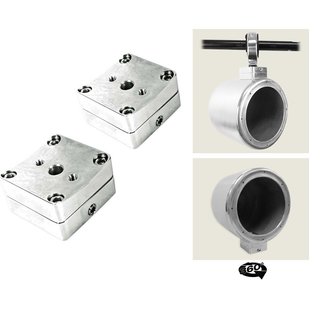 MAC80S Polished 7.7" Tower Speaker Pods 2-Pack + MAC360C Swivel Clamps Bundle